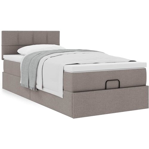 vidaXL Otomanski posteljni okvir z vzmetnico taupe 90x200 cm blago Cene