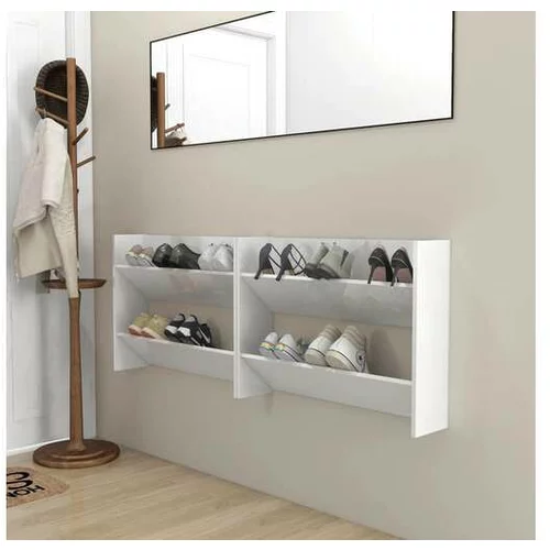  Stenska omara za čevlje 2 kosa bela 80x18x60 cm iverna plošča
