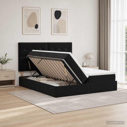  Krevet s od storage s uzglavljem Crna 180 x 200 cm Bar&amp;scaron;un Slike
