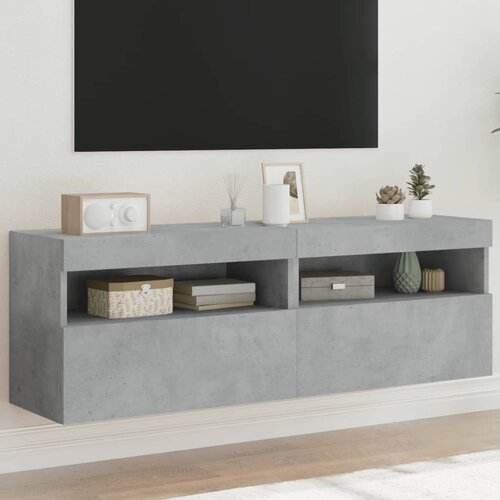  The Living Store Stenske TV omarice z LED 2 kosa betonsko siva 60x30x40 cm - TV Stenska Omarica, (21555421) Slike