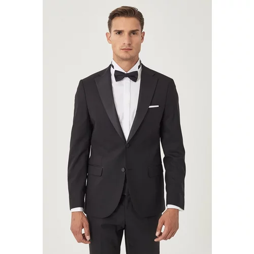 ALTINYILDIZ CLASSICS Men's Black Slim Fit Slim Fit Mono Collar Classic Tuxedo Suit