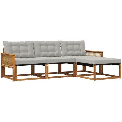 vidaXL Zunanja garnitura za sedenje 4 pcs Naravna in svetlo siva, (5000282574) Cene