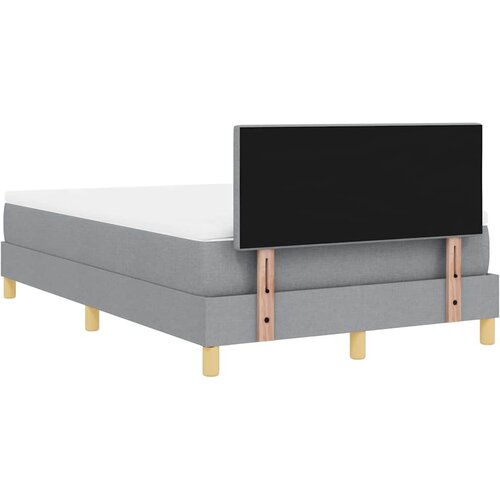  LED Box Spring Krevet Svijetlo siva 120 x 190 cm tkanina Slike