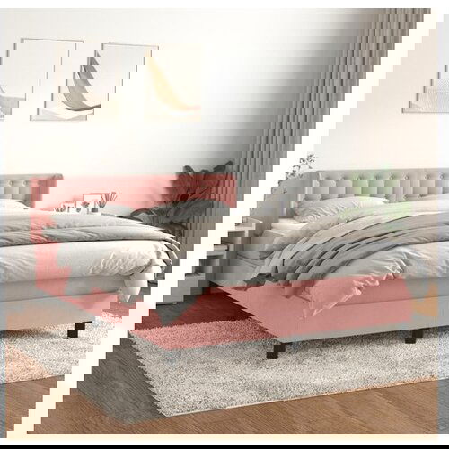 VidaXL Krevet s oprugama i madracem ružičasti 140x200 cm bar&amp;scaron;unasti Slike