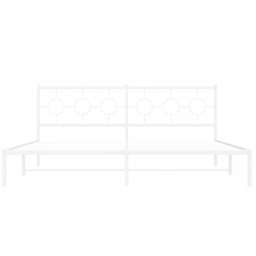  Metalni okvir za krevet s uzglavljem bijeli 193x203 cm Slike