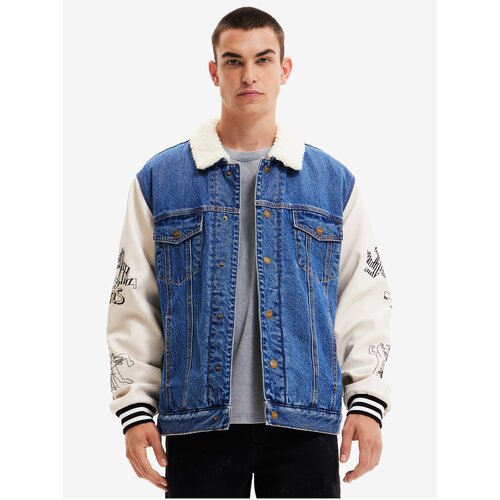Desigual Wolf White and Blue Mens Denim Jacket - Men Slike