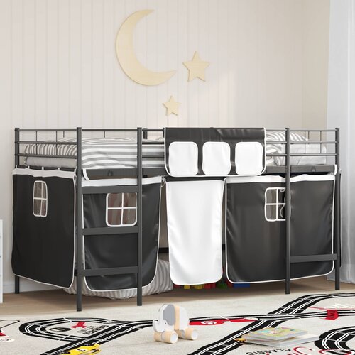  Krevet na kat za djecu s zavjesama Crna 90 x 200 cm Cene