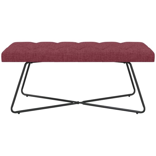  Klupa s gumbastim tkanjem Vinska crvena 110 x 40 x 46 cm Slike