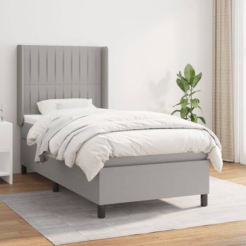 VidaXL Okvir kreveta s oprugama i madrac svjetlosivi 80x200cm tkanina Slike