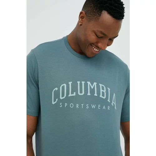 Columbia Bombažna kratka majica zelena barva
