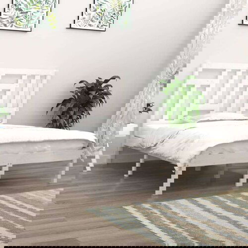 Posteljni okvir bel iz trdnega lesa 120x190 cm 4FT, (20902713) Slike
