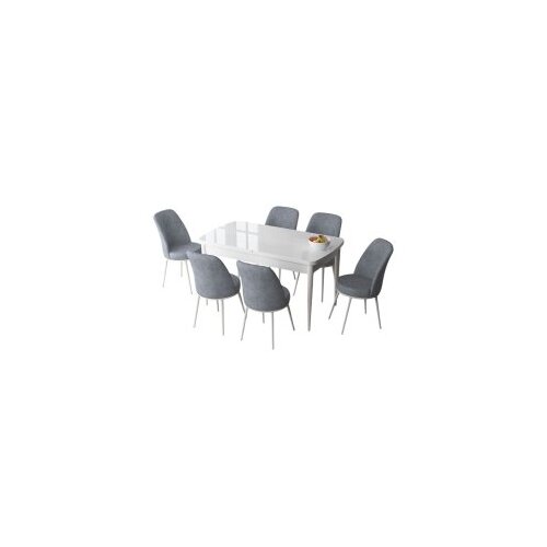 Hanah home set trpezarijski sto i 6 stolica zen white grey Cene
