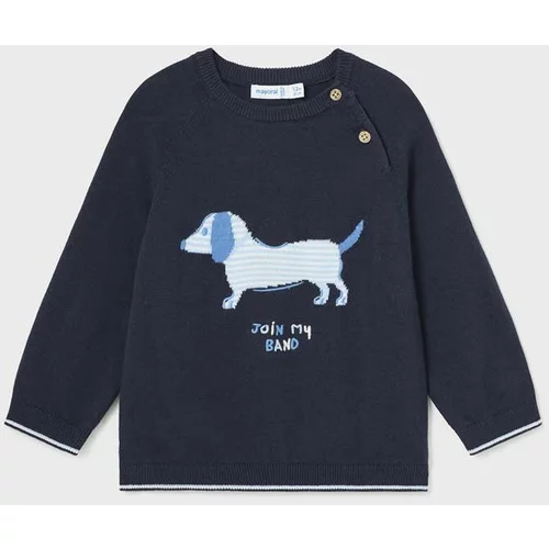 Mayoral Otroški bombažen pulover mornarsko modra barva