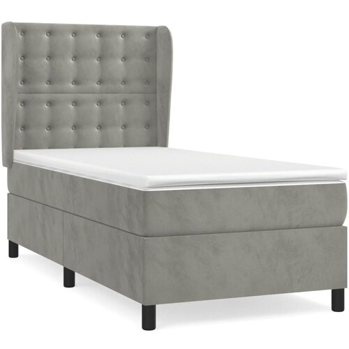 VidaXL Box spring krevet s madracem svjetlosivi 90x190 cm bar&amp;scaron;unasti Slike