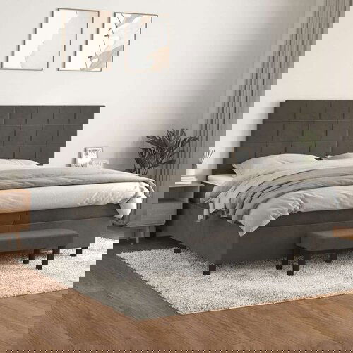  Krevet s oprugama i madracem tamnosivi 200x200 cm bar&amp;scaron;unasti Slike
