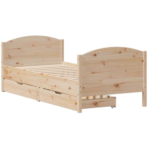 vidaXL Posteljni okvir z vzglavjem bel 75x190 cm trdna borovina, (21321658) Cene