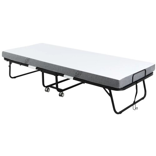 Nesta Zložljiva postelja za goste z kolesi, jeklo in pena, bela+črna, 200&times;75&times;42,5 cm, prenosna postelja za goste, (5000493301) Cene