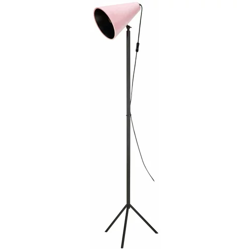 Markslöjd Črna stoječa svetilka z rožnatim senčnikom Cilla, višina 1,5 m