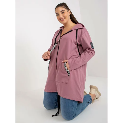 Fashion Hunters Dusty pink long plus size cotton zip up sweatshirt