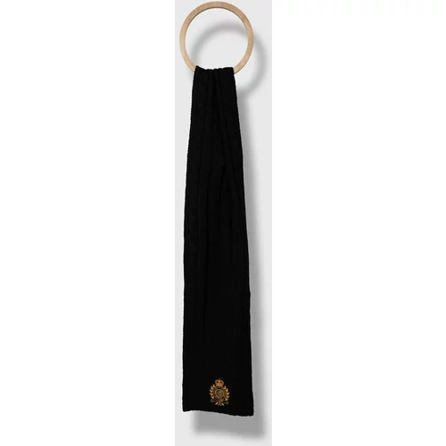 Polo Ralph Lauren Kratki šal s primjesom vune boja: crna, s aplikacijom