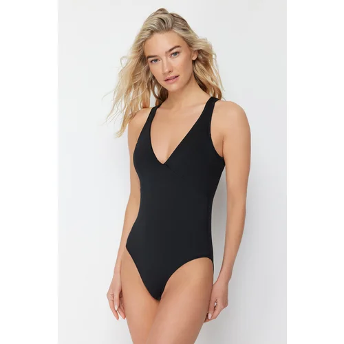 Trendyol Black V Neck Swimsuit