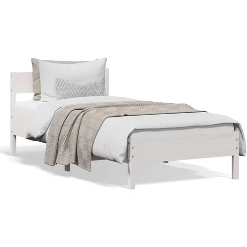  Okvir kreveta s uzglavljem bijeli 75x190 cm od borovine
