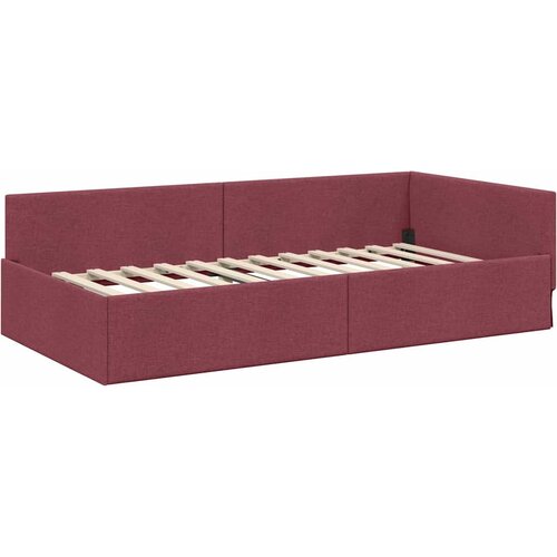  Kutni okvir kreveta Vinska crvena 90 cm x 200 cm tkanina Slike