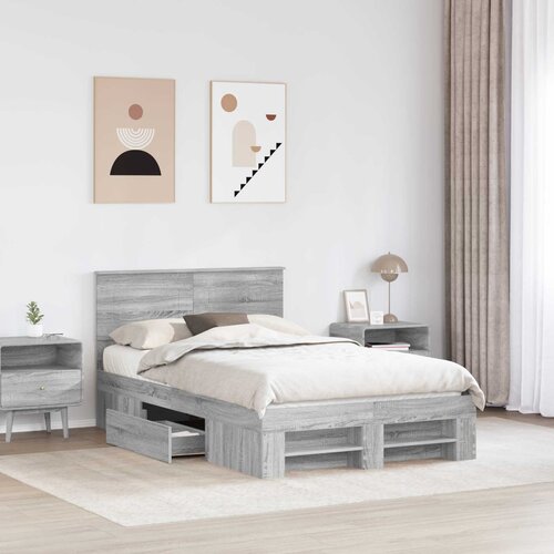  Krevetna konstrukcija s uzglavljem Siva Sonoma 137 x 203 cm Slike