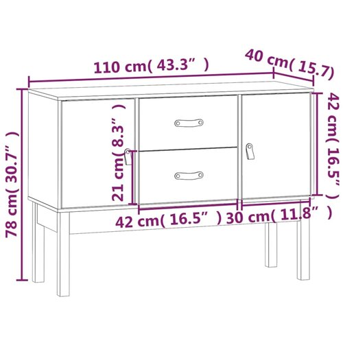  Komoda siva 110 x 40 x 78 cm od masivne borovine Slike