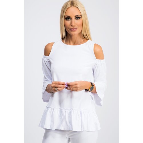 Fasardi White blouse with exposed shoulders Slike
