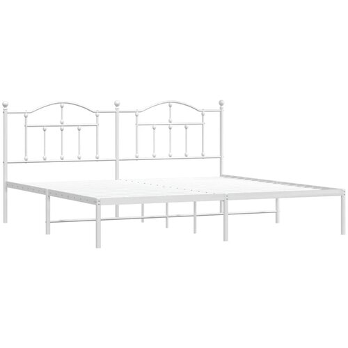  Metalni okvir za krevet s uzglavljem bijeli 193x203 cm Slike