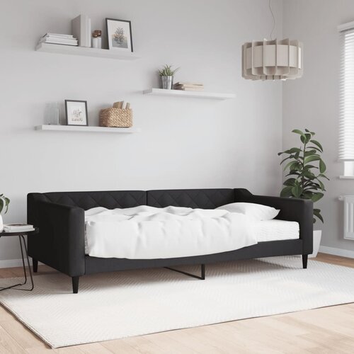 VidaXL Dnevni krevet s madracem crni 100 x 200 cm od tkanine Slike