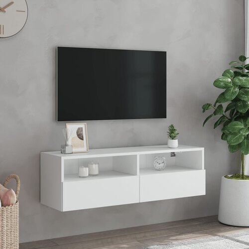  Zidni TV ormarić bijeli 100 x 30 x 30 cm od konstruiranog drva Slike