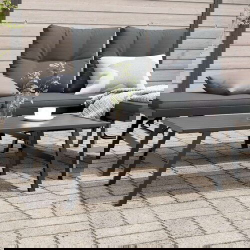  Vrtni stolić za kavu crni 90 x 45 x 35 cm čelik obložen prahom Cijene