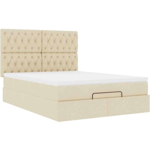 VidaXL otomanski okvir kreveta s madraca krem 140x200cm od tkanine Slike