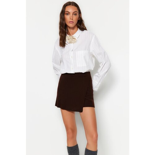 Trendyol Brown Fitted Mini Shorts Knitwear Skirt Cene