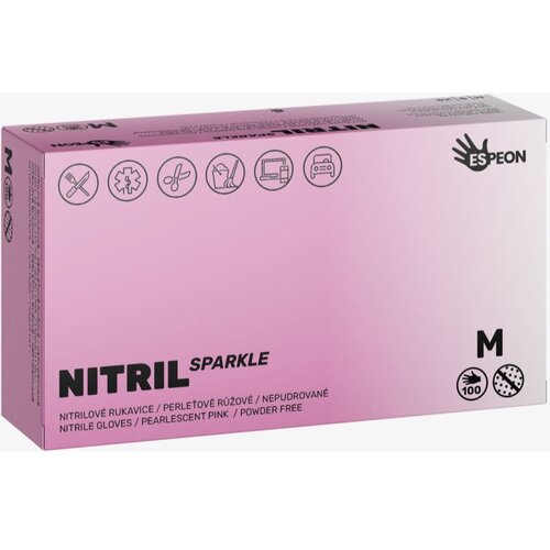 Espeon Nitril Sparkle Pearlescent Pink nitrilne rukavice bez pudera veličina M 2x50 kom Cijene