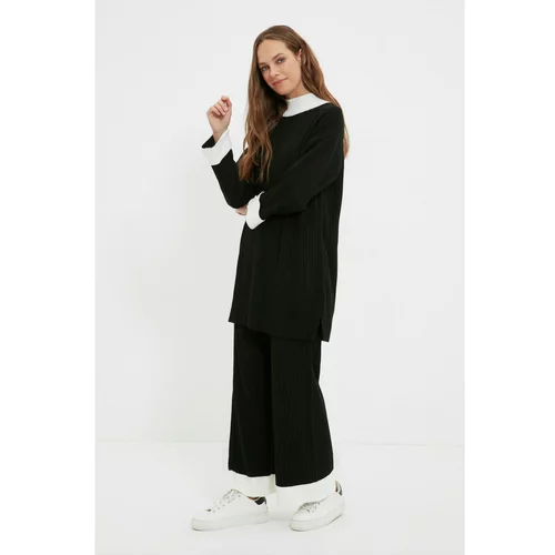 Trendyol Black Stand Up Collar Knitwear Bottom-Top Suit