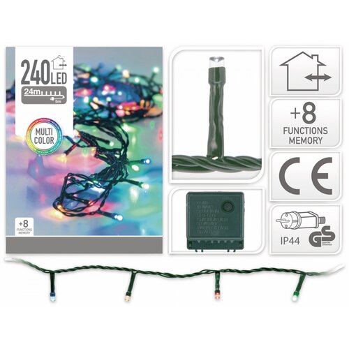 Pollin Novoletne lučke veriga 240 LED RGB 24m &ndash; 8 funkcij, (20379856) Cene
