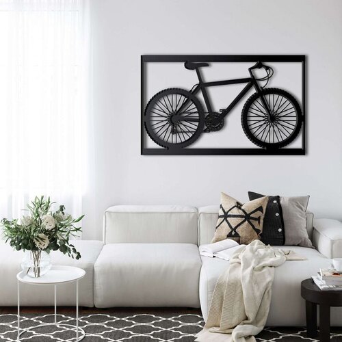Wallxpert metalni zidni ukras 5396, bicikl u ramu, 75 x 42 cm, crni Cene