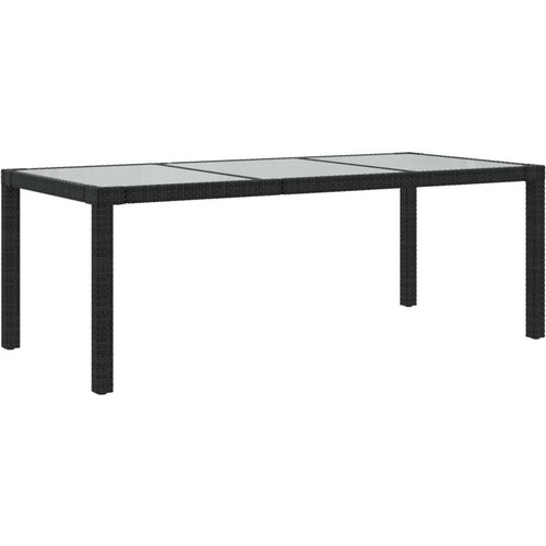 VidaXL Vrtni stol crni 190x90x75 cm od kaljenog stakla i poliratana Slike