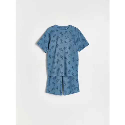 Reserved - Komplet dvodijelne pidžame s printom - steel blue