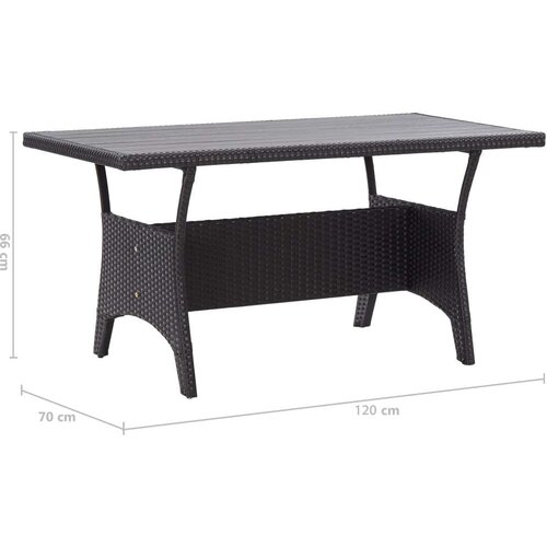 VidaXL Vrtni stol crni 120 x 70 x 66 cm od poliratana Slike