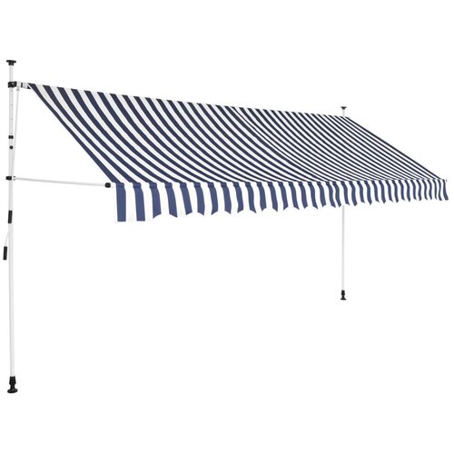 VidaXL Ročno zložljiva tenda 400 cm modre in bele črte, (20610359) Slike