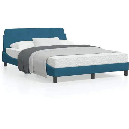 vidaXL Okvir za krevet s uzglavljem plavi 140 x 200 cm baršunasti