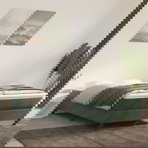 VidaXL Box spring krevet s madracem tamnozeleni 120x200 cm bar&amp;scaron;unasti Slike