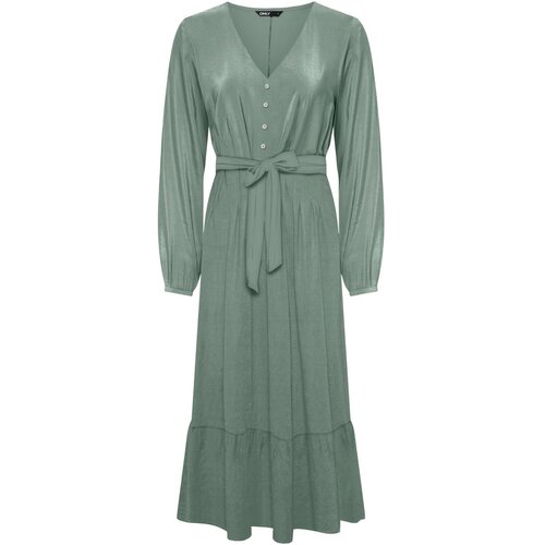Only Dolge obleke VESTIDO CAMISERO LARGO VERDE MUJER 15241891 Zelena Slike