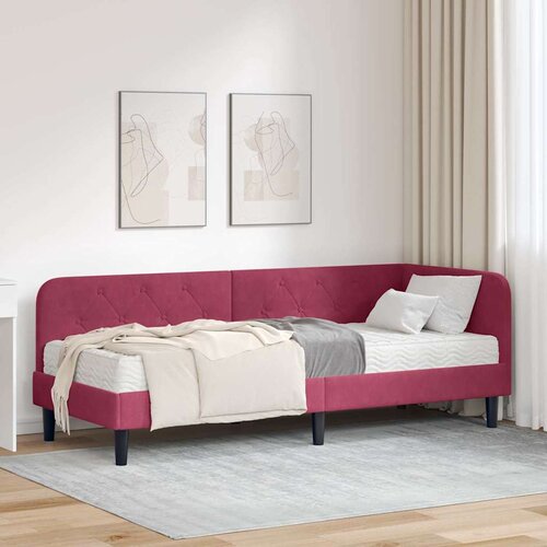 vidaXL kutni okvir kreveta s madracem vinska crvena 80 x 200 cm bar&scaron;un Cijene