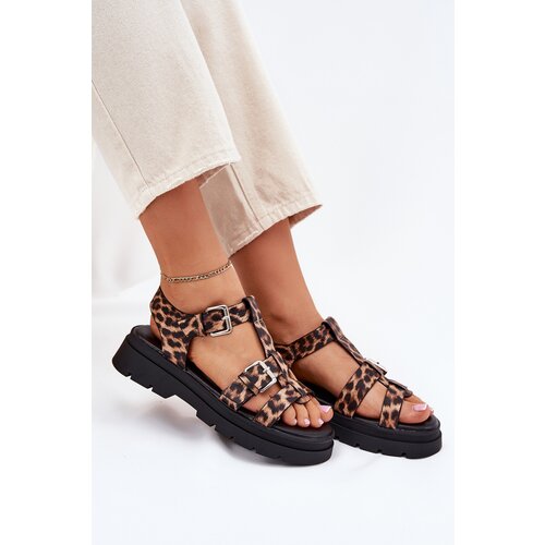 Boto Ladies Eco Leather Sandals With Buckles Leopard Jeneliena Cene