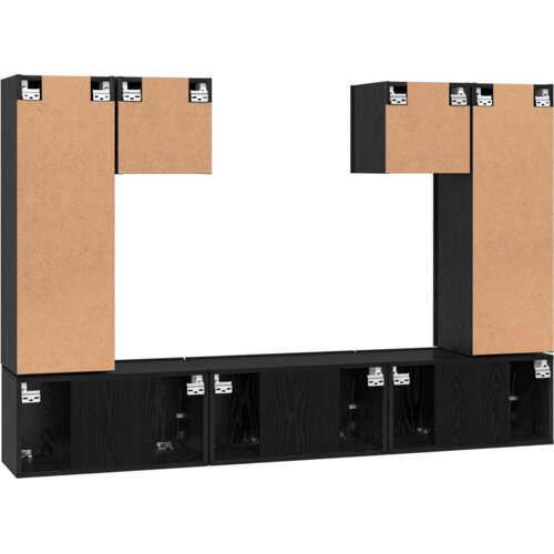 VidaXL Set TV komoda s policom s pohranom s vratima 7 pcs Crni hrast 180 x 30 x 120 cm Slike